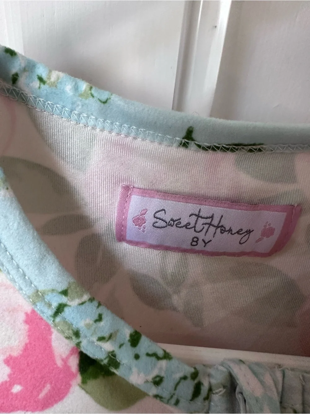 SweetHoney Pink Floral Ruffle Trim Pajama Layette Size 8